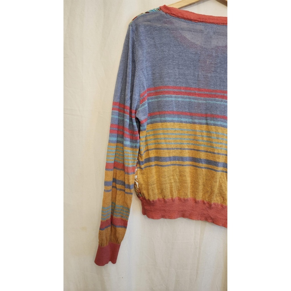 Sundance Cardigan Sweater Womens L Multi Silk Front Floral Lightweight Knit Boho - Picture 9 of 12